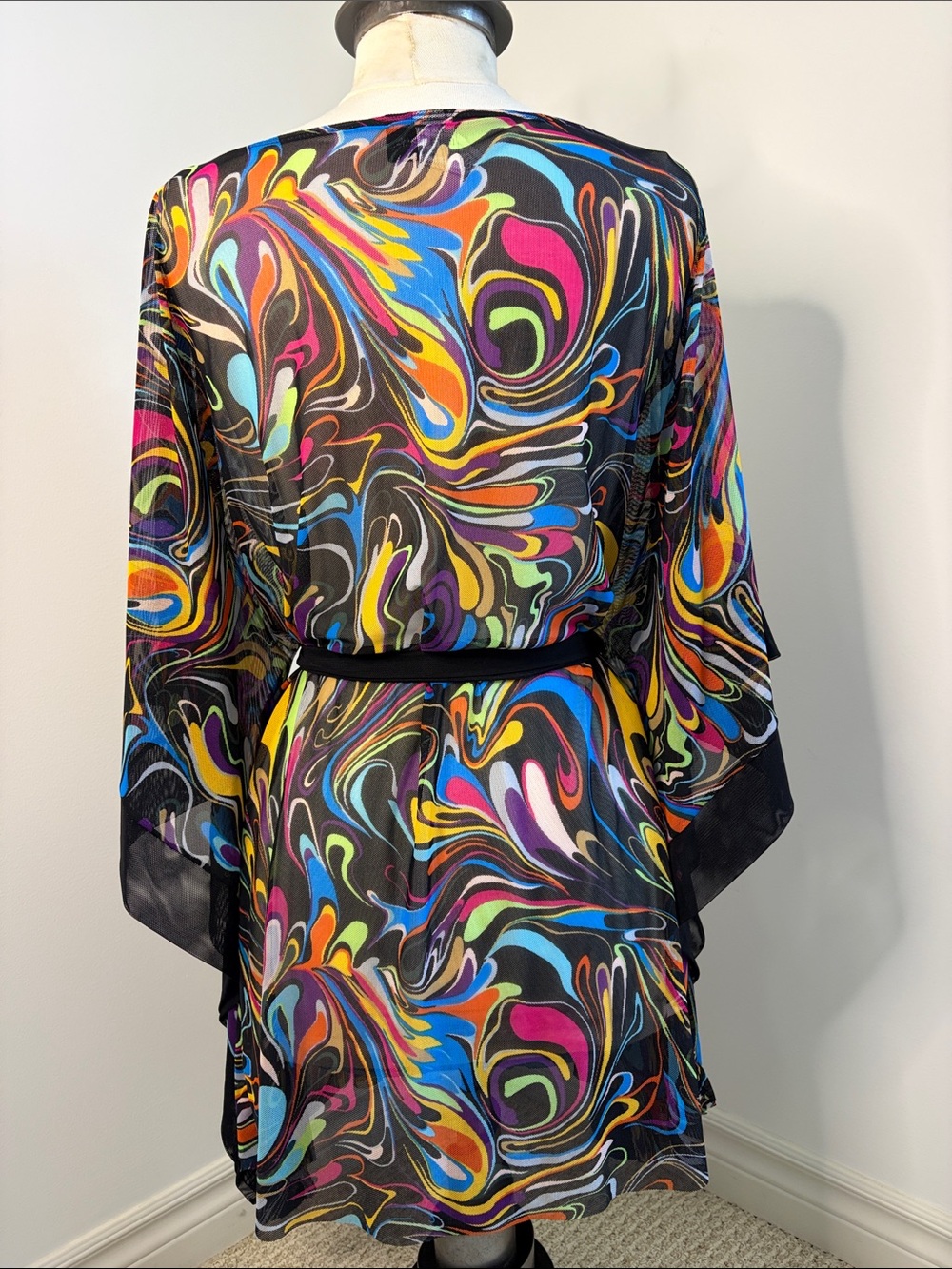 Multicolor Swirl Print Women’s Tunic with Belt - Picture 7 of 14